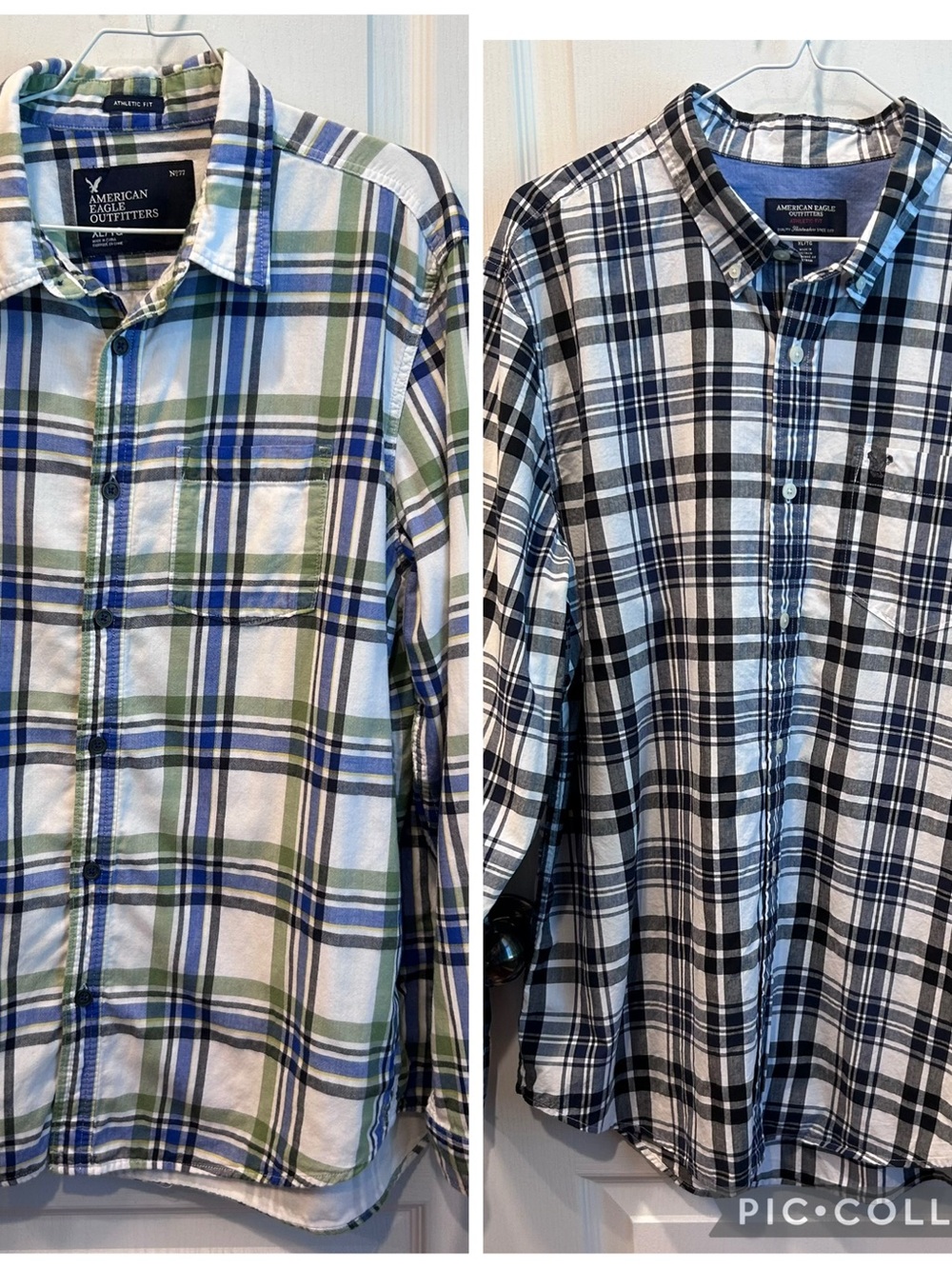 Lot Of 2 Men’s American Eagle Athletic Fit Plaid Long Sleeve Button Up Shirts XL